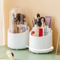 360° Rotating Makeup Brush Storage Box Portable Desktop Cosmetic Organizer,7 Slots Transparent Makeup Brush Box Dust Free Makeup Brush Organizer for Display Stand Bedroom Dresser Bathroom Counter Top.. 