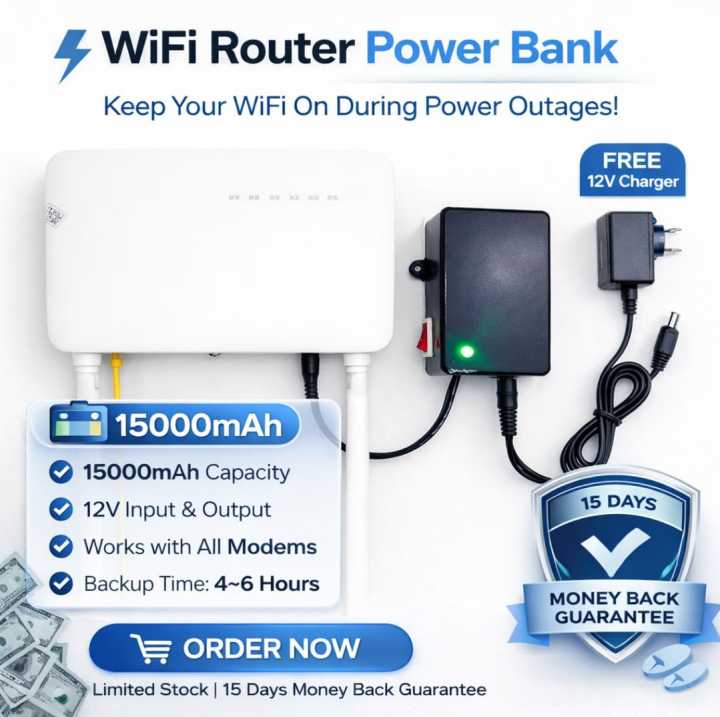 Smart WiFi Router UPS 20000mAh – 12V/9V Power Backup for Modem | Long ...