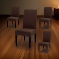 Dining Chair Covers - Dark Brown - 6 Seater - Mash Fabric Chair Covers - Dining Chair Fitted Covers - Stretchable Chair Covers - Elastic Chair Slipcovers - Washable Dining Chair Protectors - Vouis London. 