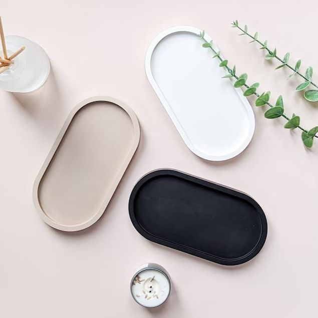 Decorative Oval jewellery dish, Beige jewellery tray, Oval Trinket Dish, Simple colour tray, Bathroom Accessory, Ceramic dish, trinket tray/Customized