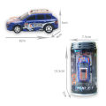 Mini Remote Control Soda Can Car 4 Channel With Front And Back Lights - 2.4GHz - Car Size Approx. 8cm - Blue. 