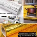 Self Adhesive Aluminium Foil Sticker Sheet Roll for Kitchen Silver/Golden - Oil Proof Waterproof Aluminium Sheet. 