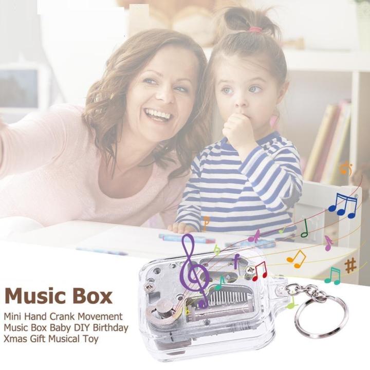 Tones DIY Music Box Movement Keychain Toys Baby Handy Crank Musical Instrument for Baby Birthday Gifts Kids