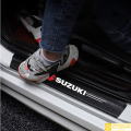 SUZUKI LOGO CARBON FIBER SILL PROTECTOR 4 Pcs -SCUFF PLATE CARBON FIBRE, PROTECT DOOR ANTI SCRATCH FOR CARS (SUZUKI). 