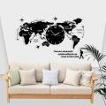The New 2022 Wooden World Map Clock Wood Wall Clock Large Modern Design 3D Stickers Hanging Clock Decorative Watch Home Silent Wall Clocks. 