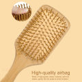 Bamboo Wooden Bristle With Tips Large Size Brush Scalp Massage Hair Beauty Large Plate Comb Home Use, Natural Bamboo Air Cushion Hair Brush Wooden Massage Comb for Smoothing Detangling Anti-Static Hair Care. 