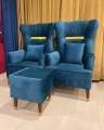 Modern  Branded Sofa ChairOne Seater Fabric Nevy Blue Velvet Colour {{Special Offer Available }}. 