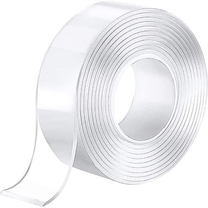 Double Sided Adhesive Nano Tape Transparent Strong Washable Adhesive Traceless Gel Tape Removable and Reusable Sticky Anti Slip Tape for Home Wall Room Office Decor