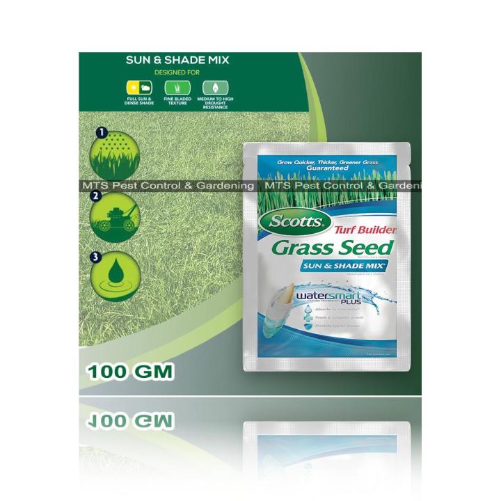 Scotts Turf Builder Grass Seed Sun & Shade Mix - 100g Bag | Ideal for Lawns in Full Sun or Partial Shade | Quick-Growing and Drought-Resistant