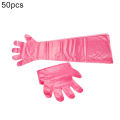 50Pcs Pet Examination Artificial Insemination Disposable PE Long Arm Glove. 