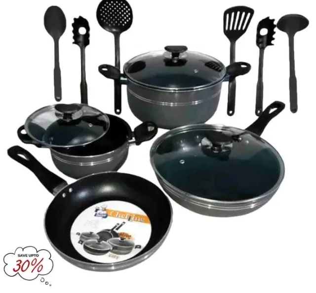 Non Stick set Kitchen Accessories Cookware Set - 13 Pcs CF (Marriage Gift Set)