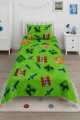 Kids Single Bed Sheet with pillow case - Minecraft Design, 100% Soft Cotton Fabric, Cool Fabric, 2X Pillow covers. 