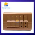 8 Switches+2 Sockets Electric China Fitting Sheet China Switch Board- Metal Series (Golden Colour). 