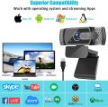 EyonMe W6 Webcam HD 1080P Web Camera with Mic USB PC Computer Webcam with Auto Light Correction,Plug and Play USB Camera with Privacy Cover. 
