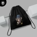 Monkey gangster head Black Drawstring Bag For (Boys & girls). 