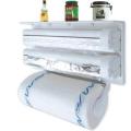 3 In 1 Kitchen Triple Paper Roll Dispenser & Holder For Tissue Paper Roll, Aluminum Foil And Plastic Wrapping Film/Cling Film. 