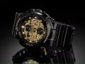Casio G Shock Gold Color Dial Analog-Digital Led Light World Time Multi-Function Black Resin Band Watch-GA-140GB-1A1DR. 