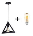 Triangle Shape Hanging Light - Hanging Lamp - Ceiling Light - Pendant Lamp - Pendant Light - With Retro E27-ST64 Edison Bulb - Filament Bulb - LED Light. 