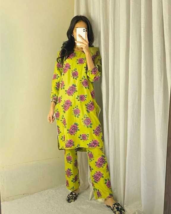 Smar's%20Fashion%20Trendy%20Stitched%20Gulab%20print%20Dhani%20colour%20dress%20for%20women%20-%20Image%206