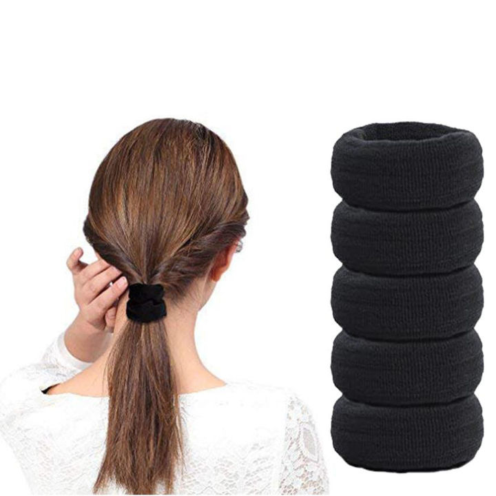 Pack of 12 Large Black & Multi Color Hair Pony Bands for Girls - Full Hair Ties