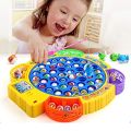 Fishing Game Toy Set with Rotating Board with Music On/Off Switch for Quiet Play, Includes Fishes and Fishing Poles, Safe and Durable Toy for Toddlers and Kids - 15 Pcs / 24 Pcs & 45 Pcs. 