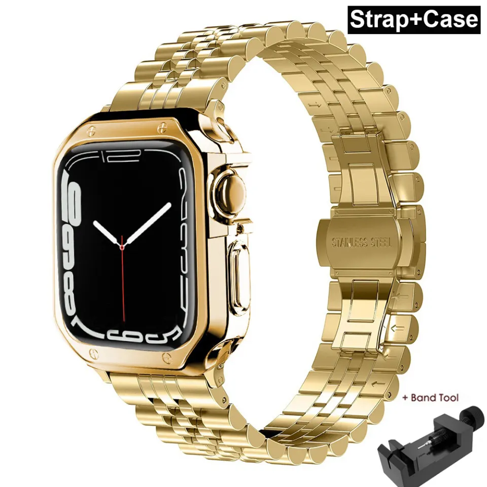 Stainless Steel Strap Case For Apple Watch Series 8 7 6 SE 5 4 3 2 1 41mm 45mm 49mm 38mm 42mm Strap Case Daraz.pk