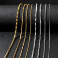 KISSWIFE Wholesale High Quality Hip Hop 1.5mm 2mm 2.4mm 3mm 316L Gold Plated Stainless Steel Box Chain Necklace Men Women 45cm. 