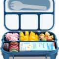 4 Compartments Bento Box With Fork, Kids Lunch Box with Accessories, Lunch Box, Kids School Tiffin Box. 