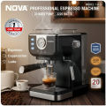 NOVA Espresso Coffee Maker 20 Bar 2200W – Cappuccino, Latte & Espresso Machine with Milk Frother, 1.5L Water Tank, Dual Stainless Steel Filters, Cup Warming Tray – Best Coffee Maker for Home & Office Use (Model 1-8-3). 