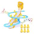 Duck Climbing Stairs Toy Cute Ducks Electric Track Roller Coaster Slide Toy For Kids With Lights And Music. 