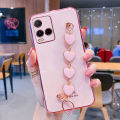 For Vivo Y21 Back Cover with Love Heart Chain Wrist Strap Fashion Bracelet Shiny Plating Bumper Protective Case Silicone Shockproof Mobile Phone Cases. 