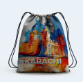 Karachi City Art Drawstring Bag | Premium Digital Print at CustomizeGiftsPK. 