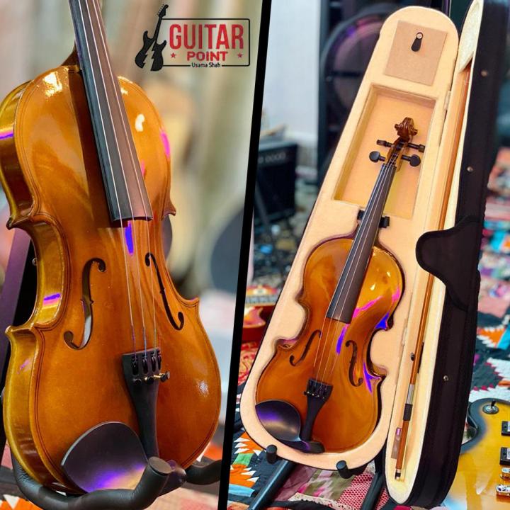 Premium Solid Wood Violin Full Size 4/4 Acoustic Fiddle Set Orchestral Stringed Musical Instrument Kit, , Hard Case, Bow,, 4 Student Beginner to Advanced Adult