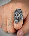 Lion Head Face Silver Ring. 
