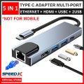 SpeedX 5 in 1 Type C to Ethernet LAN HDMI USB C USB Adapter Multi Port Converter. 