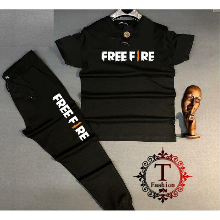 Free Fire Printed Summer Tracksuit T Shirt & Trouser For Boys_&_Girls Trendy Fashion Wear Jogging/Gym/Sports/Party Wear Track Suit