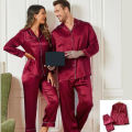 Couple Bridal and Groom Nightwear - 4 Pcs Satin Silk Hot Ladies Nighty Set. 