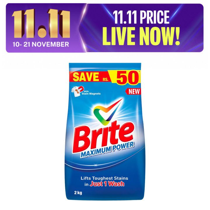 Brite Maximum Power 2kg - Detergent Washing Powder