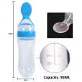 Baby Squeeze Spoon Feeder 90ml – Silicone Baby Food Feeder with Soft Spoon for Cerelac, Puree, and Cereal – BPA-Free Infant Feeding Dispenser Bottle for Toddlers and Newborns – Weaning Spoon Bottle for Easy Mess-Free Feeding. 