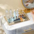 Acrylic  Tray Modern Style Gold Vanity Tray Perfume Tray for Bathroom Vanity Bedroom Gold. 