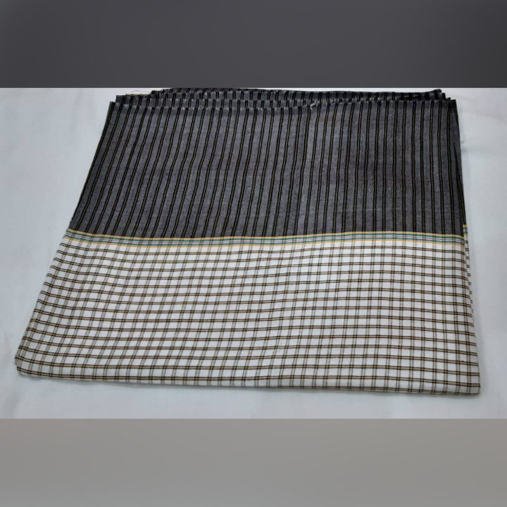 Traditional Mian Channu Lungi Lacha Pure Double Staple -3×1.5 Full Size-White&Black Color