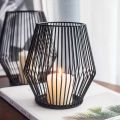 Techmanistan Metal Wire Candle Holder, Vintage Decorative Candle Stand for Indoor Outdoor, Black Metal Wire Pillar Candle Holder Set, Wire Tealight Votive Candle Holder. 