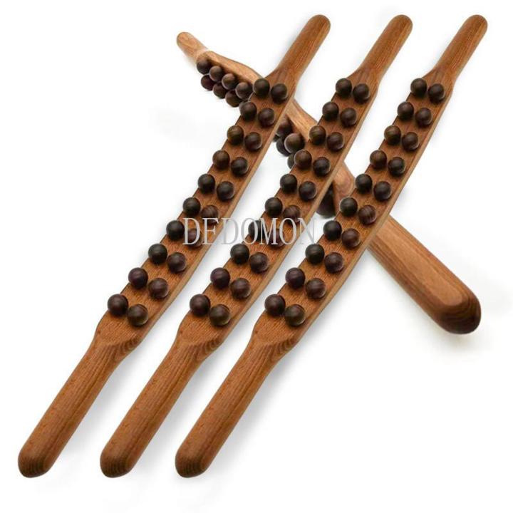 20/8 Beads Gua Sha Stick Wooden Body Massage Stick Handheld Abdomen Cellulite Massager For Backpain Relief Wood Therapy Massager