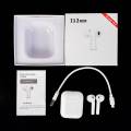i12 tws Wireless Twins Bluetooth Earbuds Original I12 Airpods_ Headset with Silicon Cover&Hook BluetoothV5.0 Earphone Touch Sensor True Stereo 10m Transmission Built in Mic Earbuds with Charging Case Sport Headset for all Bluetooth Smart devices etc-White. 