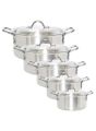 Silver Cooking Pot Set 5-Pieces Set aluminium  Silver Steel Pots Set Best Quality Kitchen Ware Cookware Cooking Pots. 