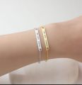 Engraved Stainless Steel Bracelet Custom Coordinate Cuffs For Men Mantra Bracelet. 
