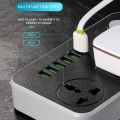 Original Smart Extension Cord Wire Board Multi Socket Lead Universal with 6 USB Ports and 3 Sockets 2500W/10A 6.5ft/200cm Premium Quality. 