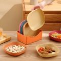 Modern Nordic Design 10-Piece Plastic Snack Plate Set with Stand - Ideal for Snacks, Breakfast, Fruits, and Vegetables. 