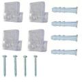 Transparent Mirror's Wall Mounting Hanging Fixing Clips Kit - Clear Clips/Brackets with Screws & Plugs. 