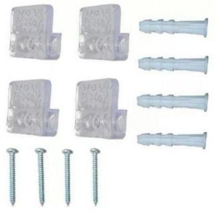 Transparent Mirror's Wall Mounting Hanging Fixing Clips Kit - Clear Clips/Brackets with Screws & Plugs